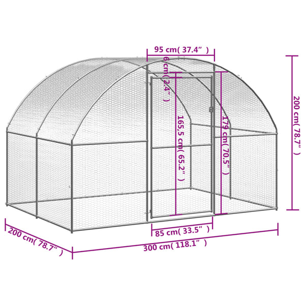 Small Animal Cages & Hutches Outdoor Chicken Coop 3X2x2 M Galvanised Steel