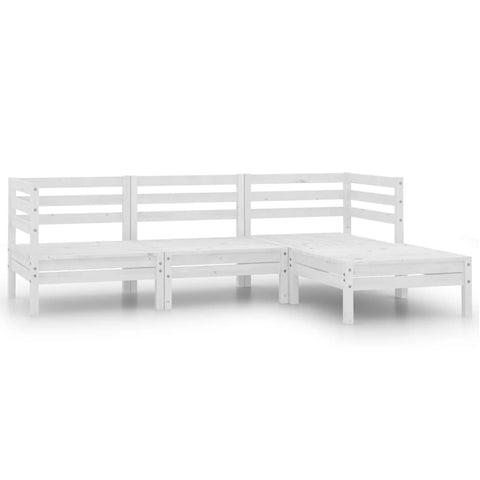 Patio Furniture Sets 4 Piece Garden Lounge Set Solid Pinewood White