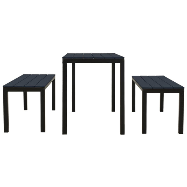 Patio Furniture Sets 3 Piece Garden Dining Set Steel And Wpc Black