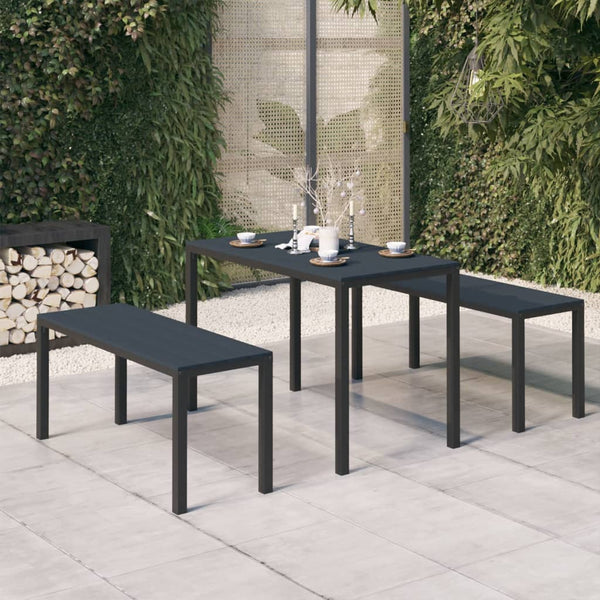 Patio Furniture Sets 3 Piece Garden Dining Set Steel And Wpc Black