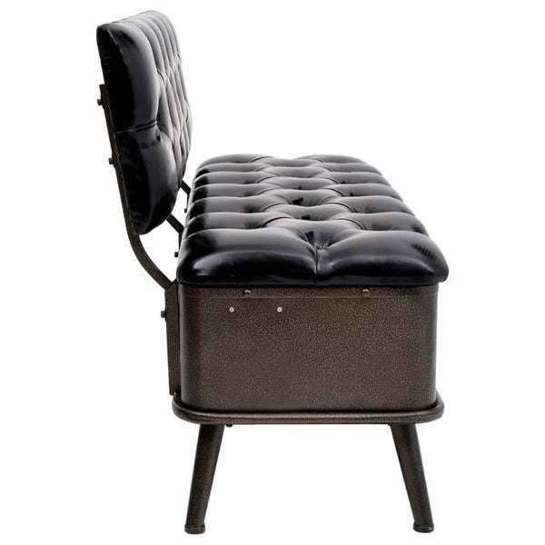 Benches Storage Bench With Backrest 110 Cm Black Faux Leather