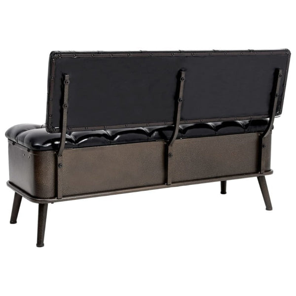 Benches Storage Bench With Backrest 110 Cm Black Faux Leather