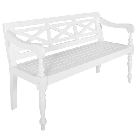 Benches Batavia Bench 123 Cm Solid Mahogany Wood White