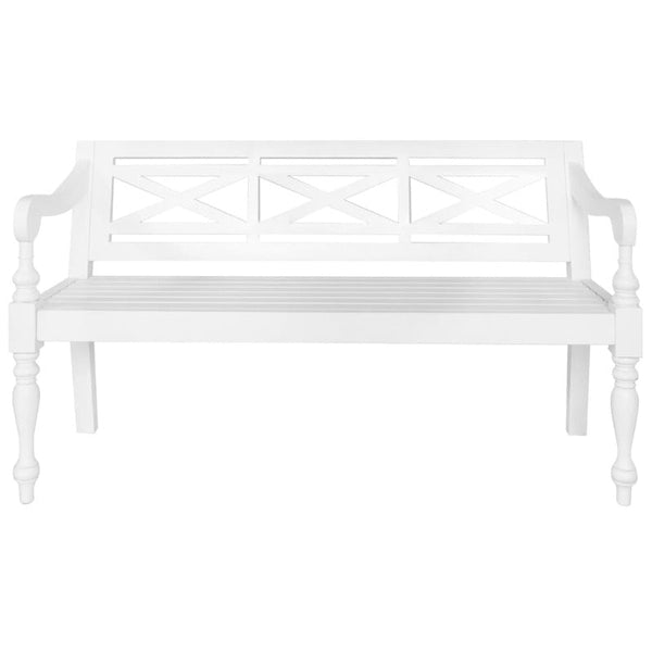 Benches Batavia Bench 123 Cm Solid Mahogany Wood White