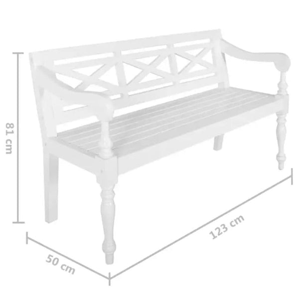 Benches Batavia Bench 123 Cm Solid Mahogany Wood White