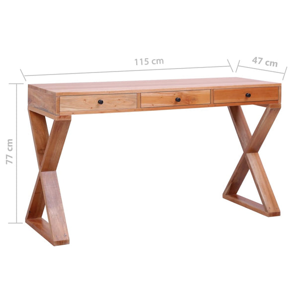 Home Office Desks Computer Desk Natural 115X47x77 Cm Solid Mahogany Wood