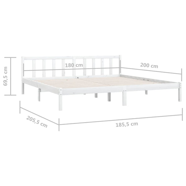 King Bed Frames Bed Frame White Solid Wood Pine 183X203 Cm King Size