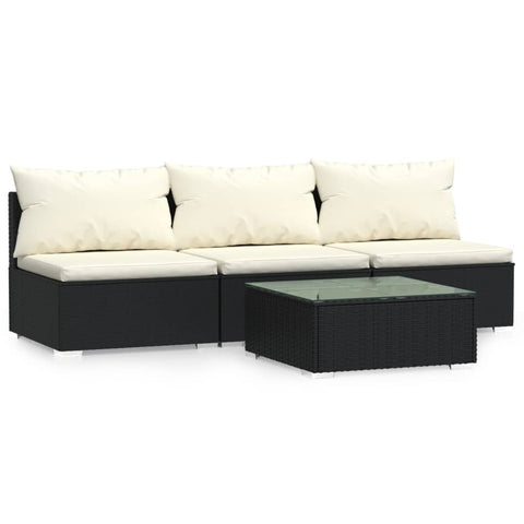 Patio Furniture Sets 4 Piece Garden Lounge Set With Cushions Black Poly Rattan