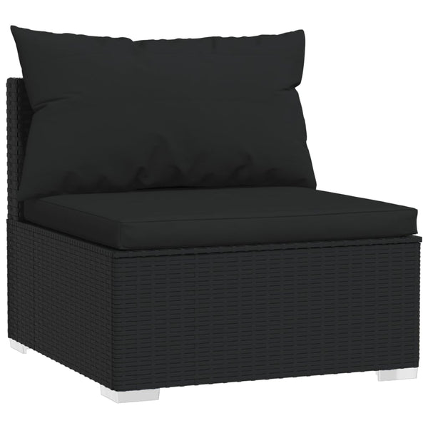 Sofas, Armchairs & Couches 3 Seater Sofa With Cushions Black Poly Rattan