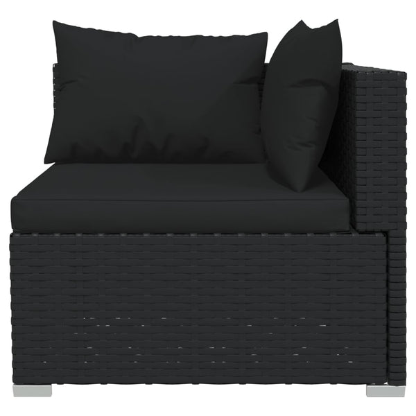 Sofas, Armchairs & Couches 3 Seater Sofa With Cushions Black Poly Rattan