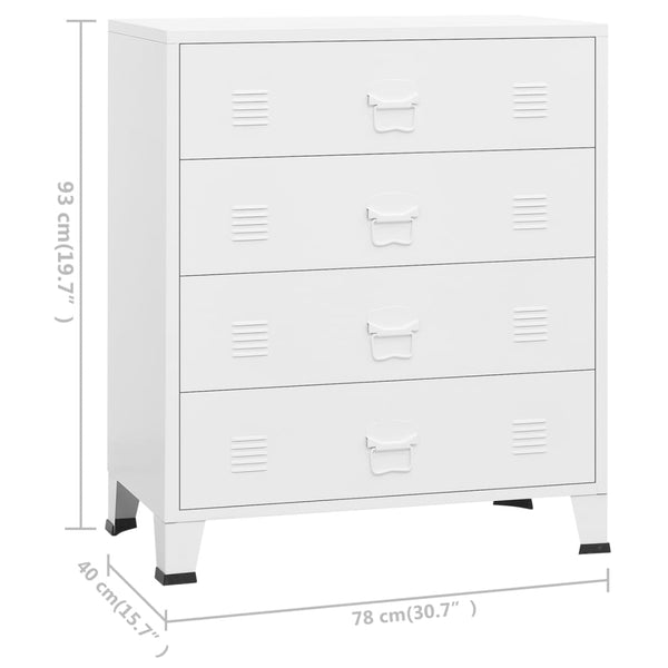 Dressers & Chests of Drawers Industrial Drawer Cabinet White 78X40x93 Cm Metal