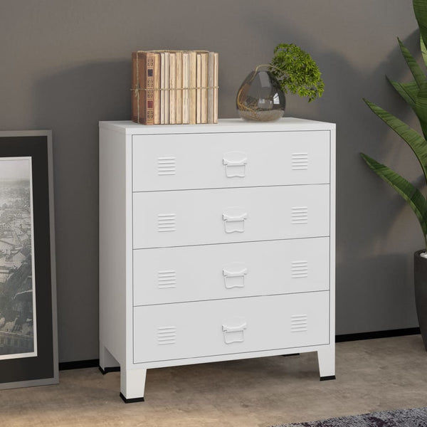 Dressers & Chests of Drawers Industrial Drawer Cabinet White 78X40x93 Cm Metal