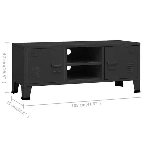 TV Stands & Entertainment Units Industrial Tv Cabinet Black 105X35x42 Cm Metal