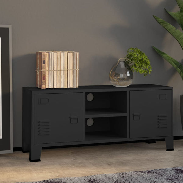 TV Stands & Entertainment Units Industrial Tv Cabinet Black 105X35x42 Cm Metal