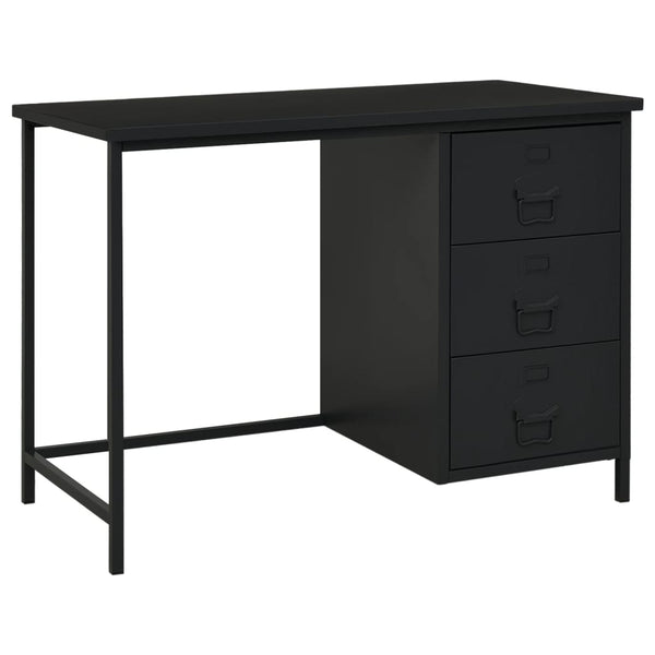 Home Office Desks Industrial Desk With Drawers Black 105X52x75 Cm Steel