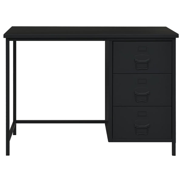 Home Office Desks Industrial Desk With Drawers Black 105X52x75 Cm Steel