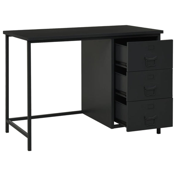 Home Office Desks Industrial Desk With Drawers Black 105X52x75 Cm Steel