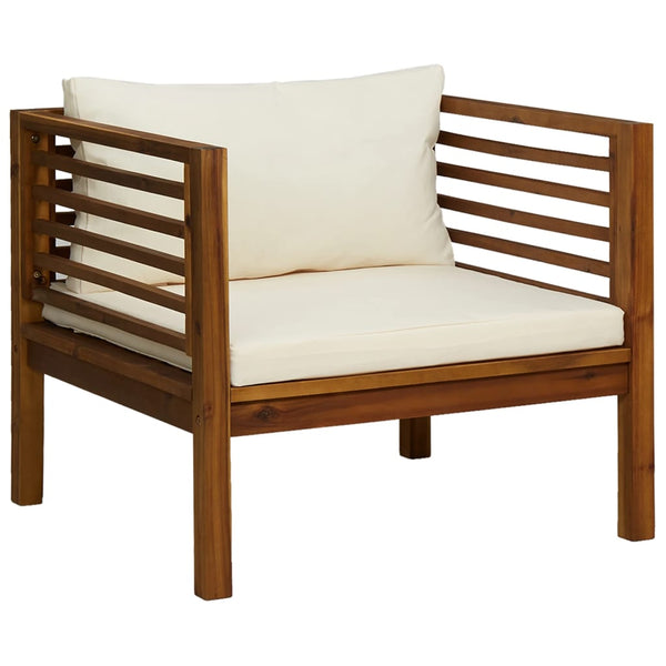 Patio Furniture Sets 5 Piece Garden Lounge Set With Cream Cushion Solid Acacia Wood