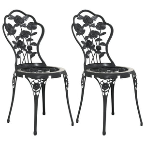 Patio Chairs Bistro Chairs 2 Pcs Cast Aluminium Black