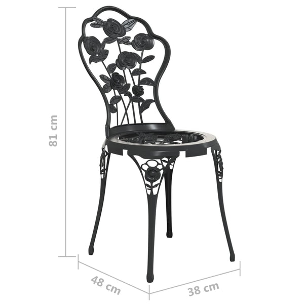 Patio Chairs Bistro Chairs 2 Pcs Cast Aluminium Black