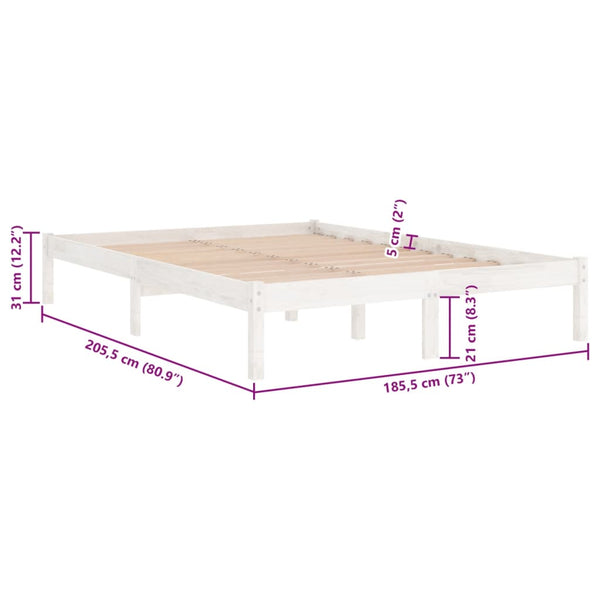 King Bed Frames Bed Frame White Solid Wood 183X203 Cm King Size