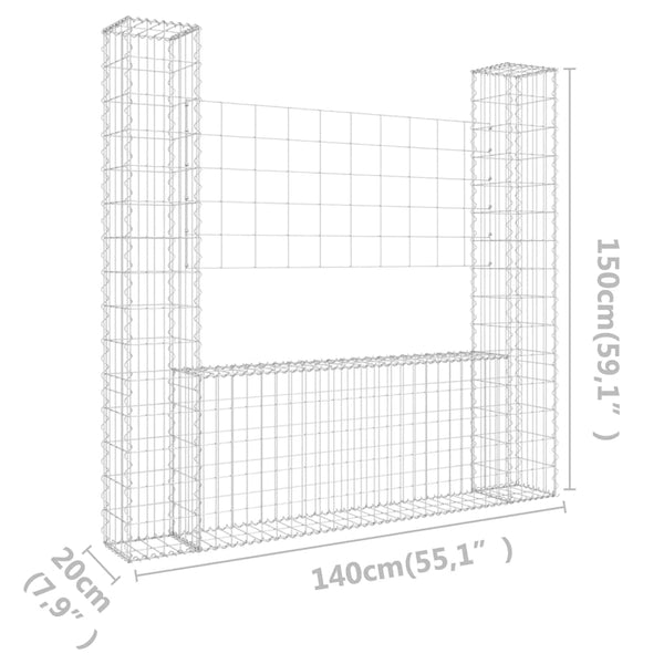 Gabion Baskets U Shape Gabion Basket With 2 Posts Iron