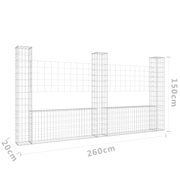 Gabion Baskets U Shape Gabion Basket With 3 Posts Iron