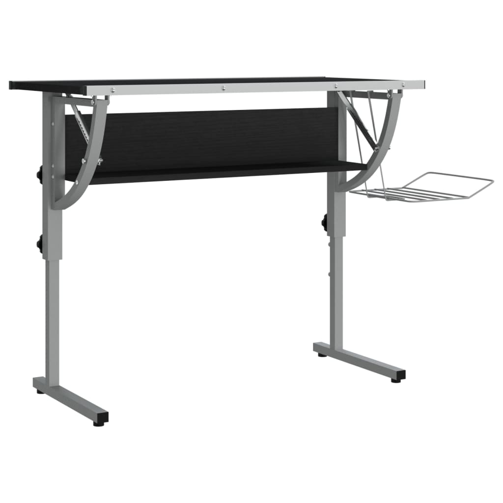 Home Office Desks Craft Desk Black And Grey 110X53x(58 87) Cm Engineered Wood Steel