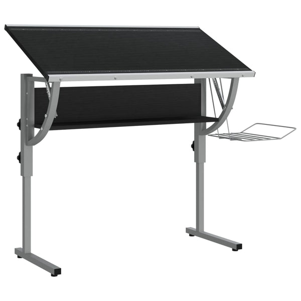 Home Office Desks Craft Desk Black And Grey 110X53x(58 87) Cm Engineered Wood Steel