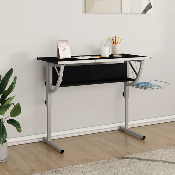 Home Office Desks Craft Desk Black And Grey 110X53x(58 87) Cm Engineered Wood Steel