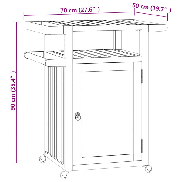 Kitchen Carts Bar Cart 70X50x90 Cm Solid Wood Teak