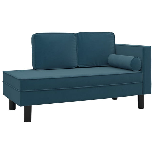 Sofas, Armchairs & Couches Chaise Lounge With Cushions And Bolster Blue Velvet