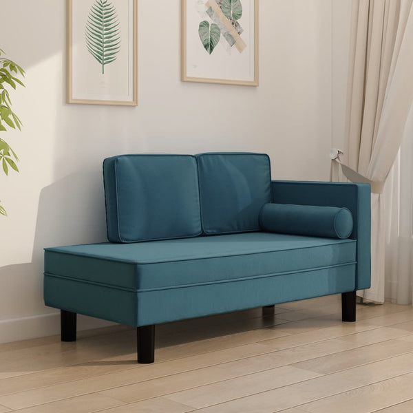 Sofas, Armchairs & Couches Chaise Lounge With Cushions And Bolster Blue Velvet