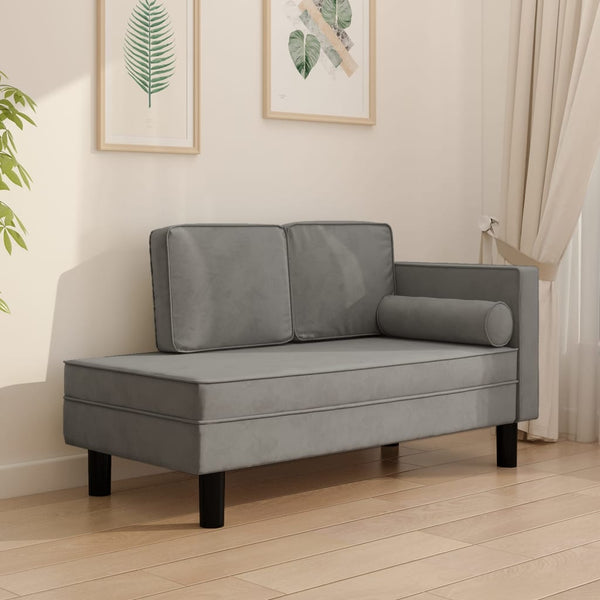 Sofas, Armchairs & Couches Chaise Lounge With Cushions And Bolster Light Grey Velvet