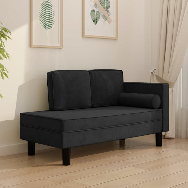 Sofas, Armchairs & Couches Chaise Lounge With Cushions And Bolster Black Velvet