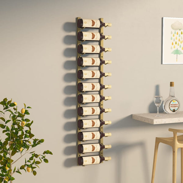 Racks Wall Mounted Wine Rack For 12 Bottles Gold Iron