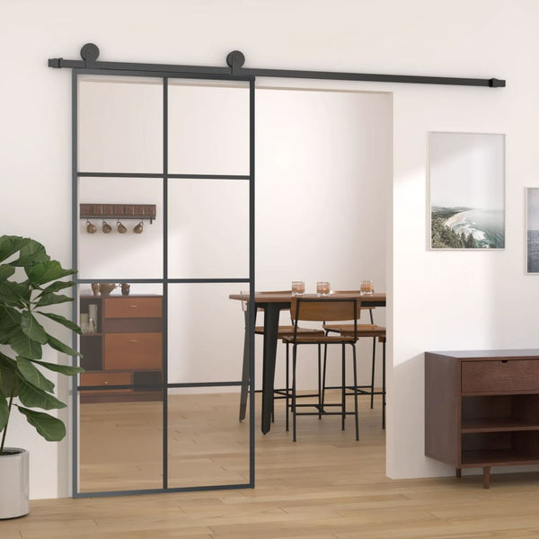 Doors Sliding Door Black 90X205 Cm Esg Glass And Aluminium