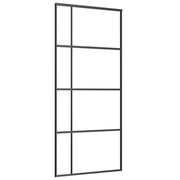 Doors Sliding Door Esg Glass And Aluminium 90X205 Cm Black