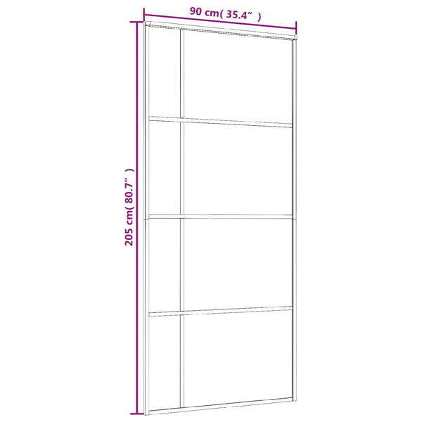 Doors Sliding Door Esg Glass And Aluminium 90X205 Cm Black