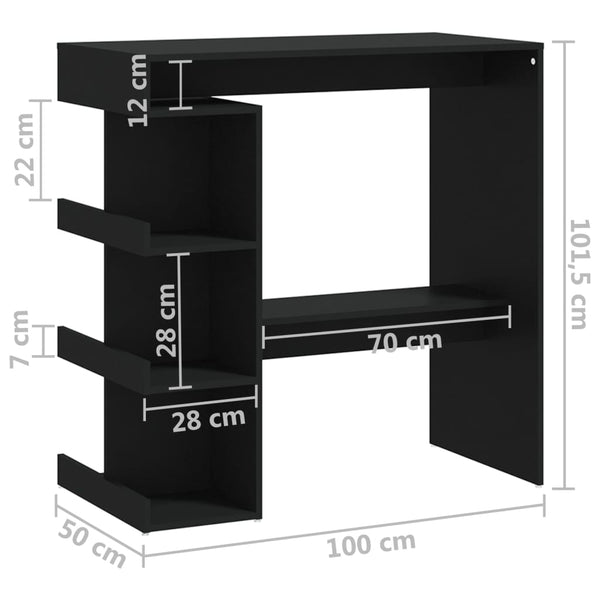 Bar Tables Bar Table With Storage Rack Black 100X50x101.5 Cm Engineered Wood