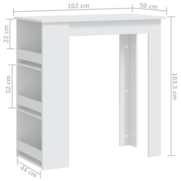 Bar Tables Bar Table With Storage Rack White 102X50x103.5 Cm Engineered Wood