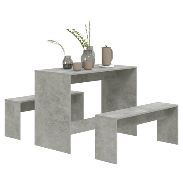 Dining Sets 3 Piece Dining Set Concrete Grey Engineered Wood