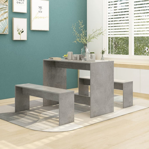 Dining Sets 3 Piece Dining Set Concrete Grey Engineered Wood