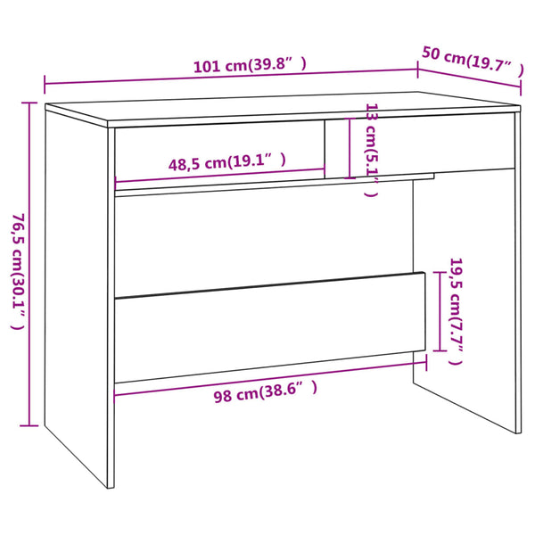 Home Office Desks Desk Concrete Grey 101X50x76.5 Cm Engineered Wood