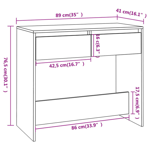 Hall Tables Console Table White 89X41x76.5 Cm Engineered Wood