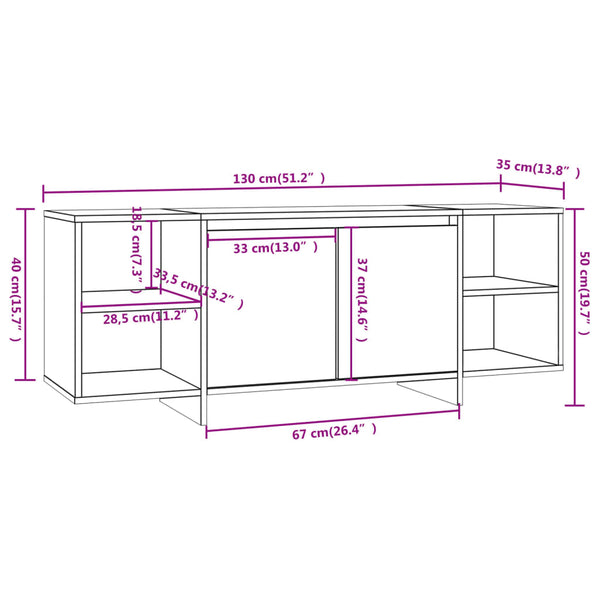 TV Stands & Entertainment Units Tv Cabinet White 130X35x50 Cm Engineered Wood