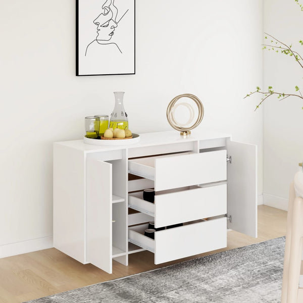 Sideboards & Buffets Sideboard With 3 Drawers White 120X41x75 Cm Engineered Wood