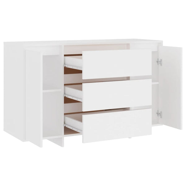 Sideboards & Buffets Sideboard With 3 Drawers White 120X41x75 Cm Engineered Wood