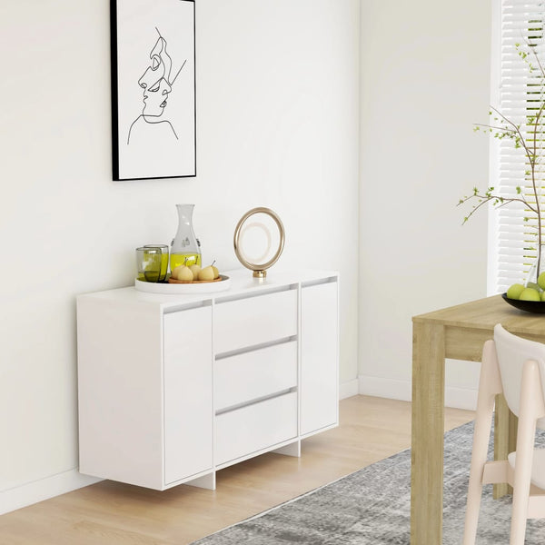 Sideboards & Buffets Sideboard With 3 Drawers White 120X41x75 Cm Engineered Wood