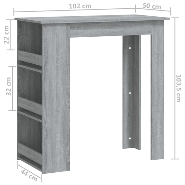 Bar Tables Bar Table With Storage Rack Grey Sonoma 102X50x103.5Cm Engineered Wood